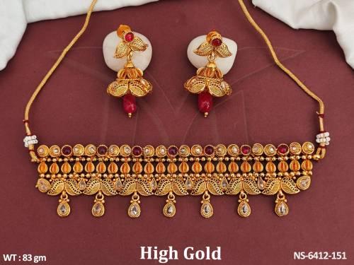 Paan drop chokar delicate antique necklace set