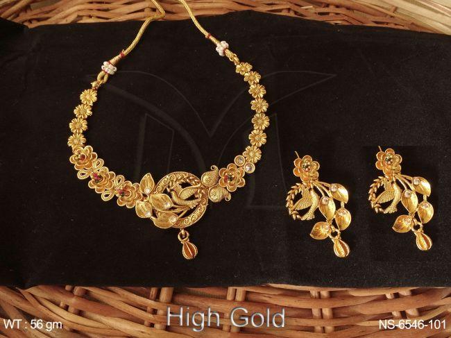 birds high gold delicate antique necklace set