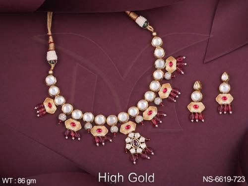 kundan beads drop ad diamond necklace set