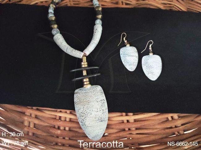 textured terracotta necklace set-