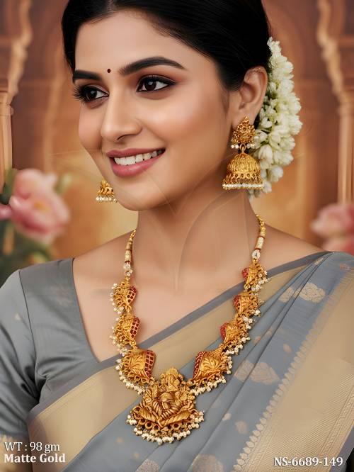 temple traditional  matte gold necklace