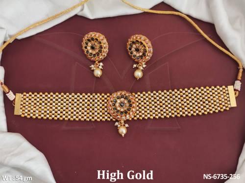ball chain antique choker necklace set