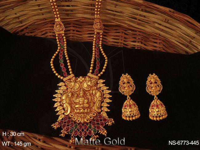 long ball chain style laxmi figure temple necklace