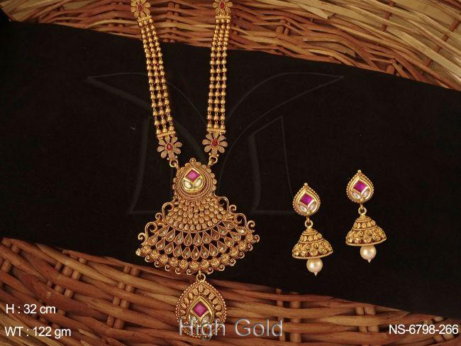 high gold polished antique necklace set