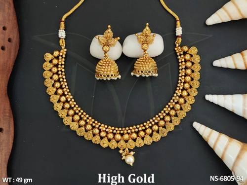short u shaped high gold antique necklace set
