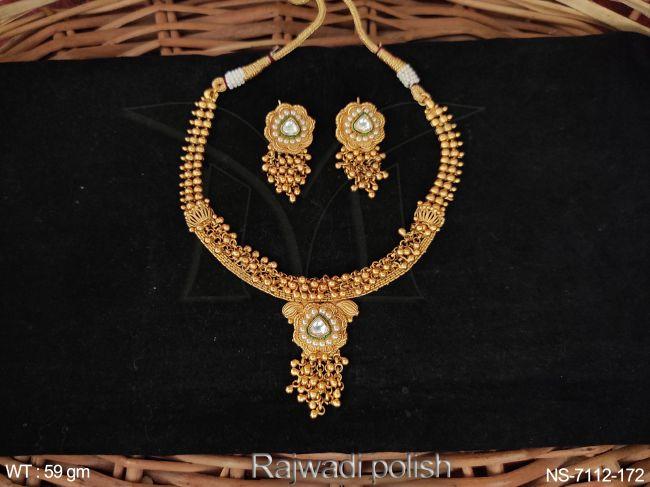 Beautiful Designer Antique High Gold polish Choker style party wear Necklace Set