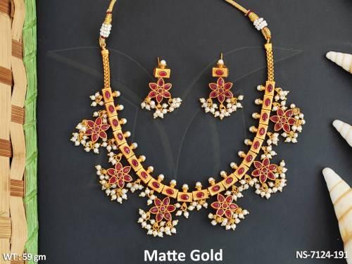 Antique Designer Beautiful Matte Gold Polish Kemp Necklace set — NS-7124-191