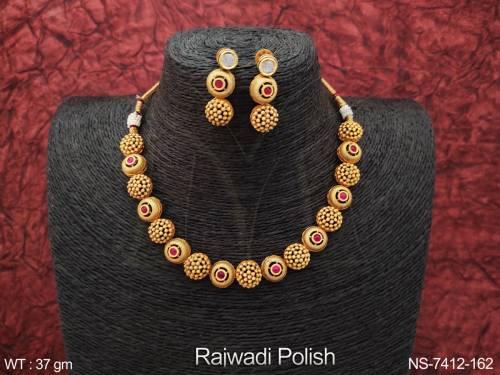 Designer Beautiful Kundan jewelry Rajwadi Polish Fancy Stylish Party wear Choker Style Necklace Set