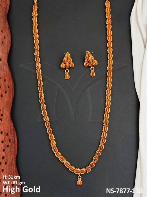 Beautiful Fancy Style Designer High Gold Polish Party wear Long Necklace Set