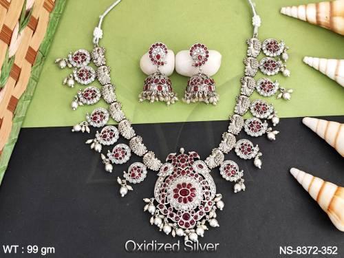 Party wear Designer Fancy Style Oxidized Silver Choker Necklace Set