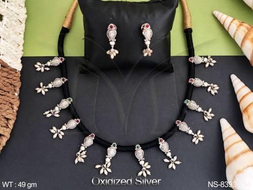 Designer Fancy Style Oxidized Silver Polish  Party wear Necklace Set