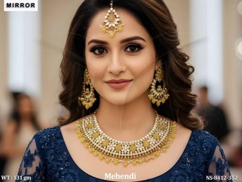 Beautiful Designer Fancy Style Full Antique Stones Party wear Heavy Mirror choker Necklace Set