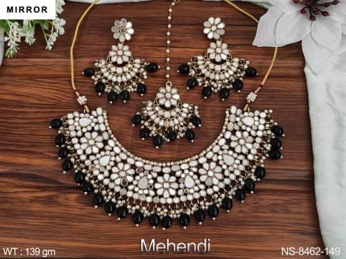 Beautiful Mirror Design Fancy Style Party wear choker Necklace Set