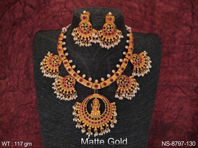 Laxmi Design Pendant Beautiful Fancy Style Temple Necklace Set — NS-8797-130