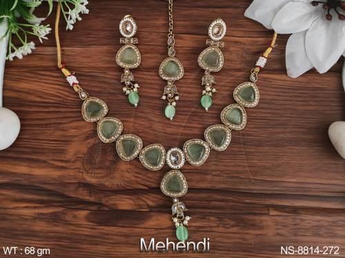 beautiful mehendi polish designer party wear necklace set