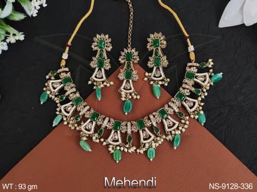 Mehendi Polish Designer Fancy Style Party wear Necklace Set