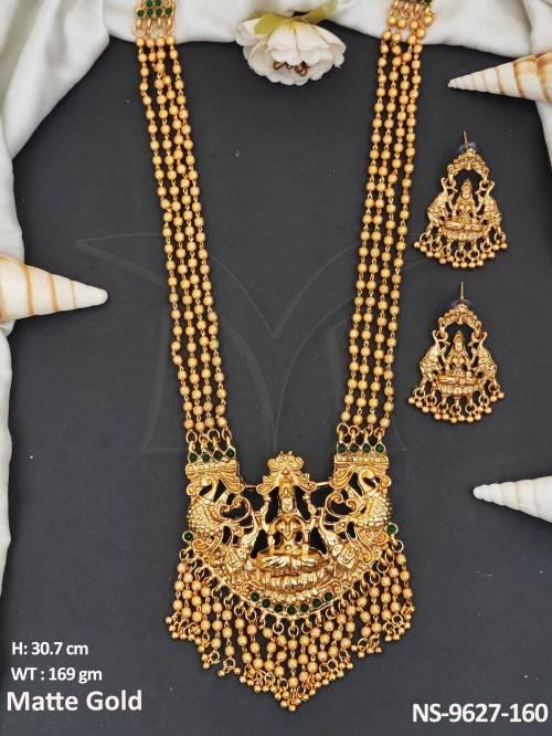 beautiful-laxmi-pendant-matte-gold-polish-designer-long-temple-necklace-set