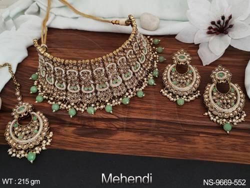 Full Antique Stones Designer Party wear Beautiful Heavy Choker Necklace Set