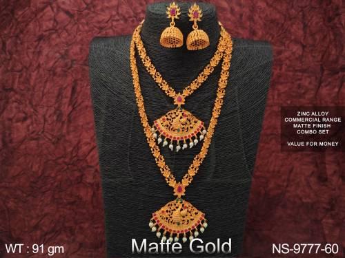 Zinc Alloy Matte Finish Designer Beautiful Party wear Combo Necklace Set 