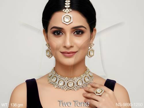 two-tone-polish-designer-fancy-style-party-wear-kundan-fusion-necklace-set