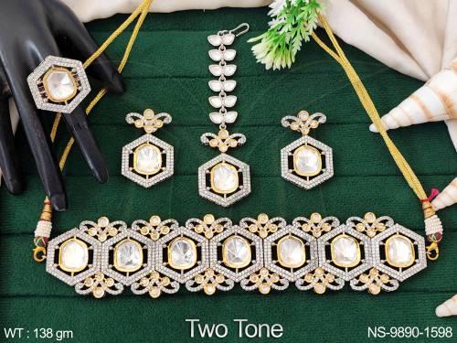 two-tone-polish-designer-fancy-style-party-wear-kundan-fusion-necklace-set