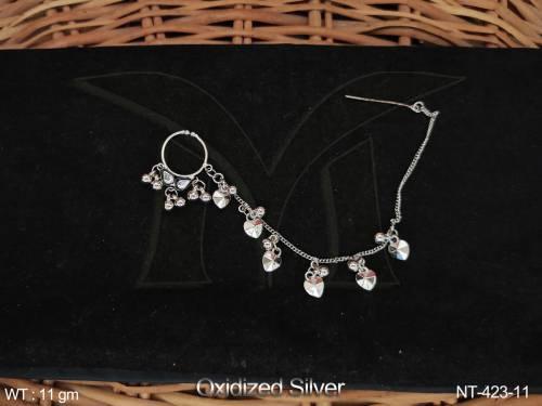 Fancy Style Party Designer Antique Oxidised Silver Nath