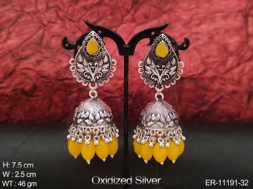 oxidised-polish-party-wear-designer-fancy-style-oxidised-jewellery-jhumka-earring