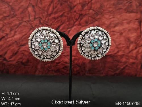 Fancy Style Beautiful Designer Party wear Oxidised Silver Earring Tops    