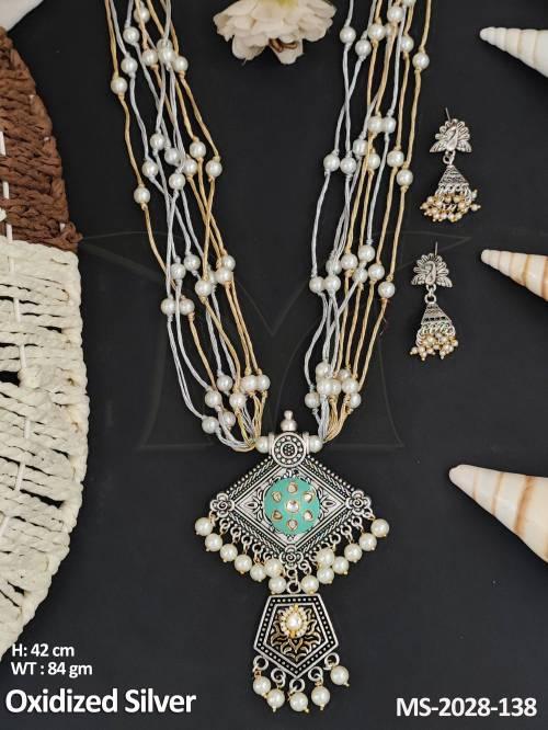 Oxidised Jewellery Designer Oxidized Silver Polish Mala Set 