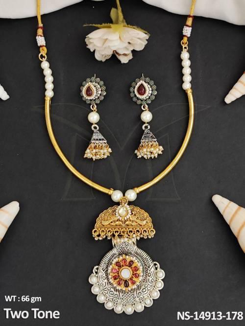 Oxidised Jewellery Two Tone Polish Beautifully Designed Oxidised Necklace Set