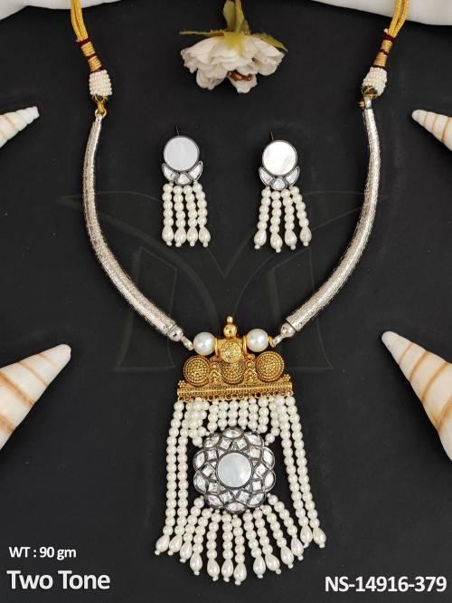 Oxidised Jewellery Designer Two Tone Polish Pary Wear Oxidised Necklace Set