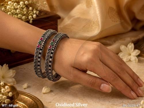 Oxidized Silver Traditional Designer Bangle Set