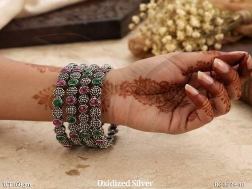 Oxidized Silver Traditional Designer Bangles for Women