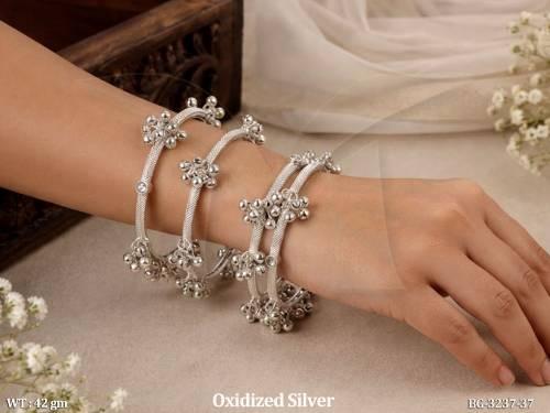Beautiful Oxidized Silver Bangle Set for Women