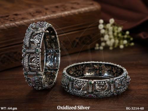 Oxidized Peacock Designer Bangle Set for Women
