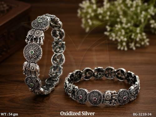 Oxidized Elephant Designer Bangle Set for Women