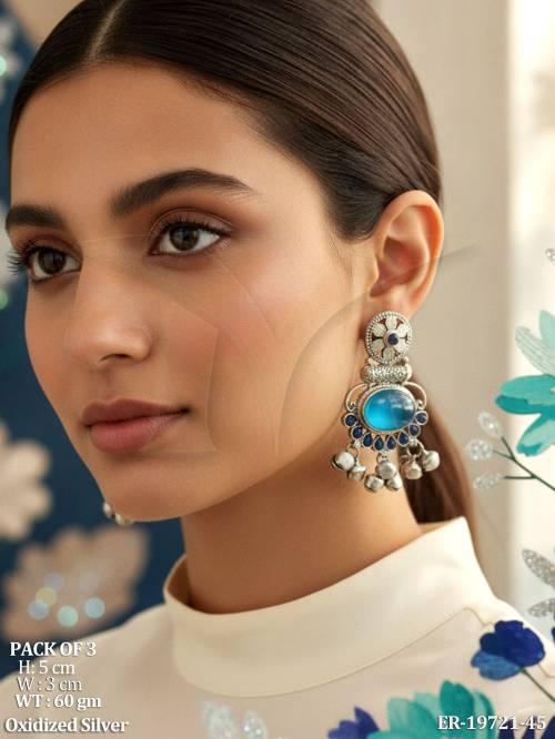 Ethnic Oxidized Silver Statement Earrings Collection for Women