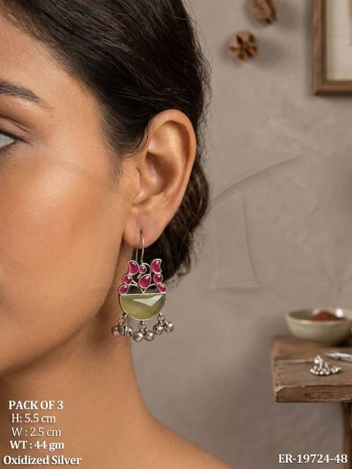 Antique Silver Designer Ghungroo Dangler Earrings Pack for Women