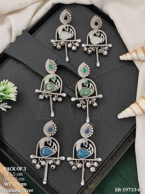 Elegant Multicolor Peacock Dangler Earrings Pack For Women Fashion