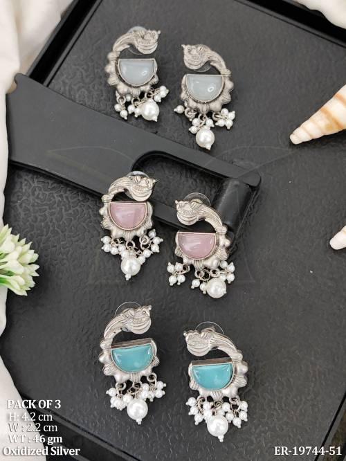 designer-oxidized-bird-motif-pearl-drop-earrings-set