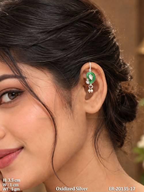 Traditional Paisley Earrings With Kundan Detailing