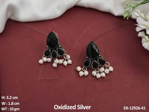 Oxidised Silver Polish Designer Fancy Style Party wear Designer Oxidised Earring Tops