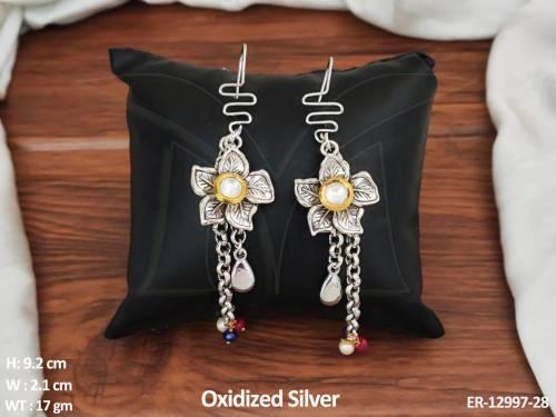 flower-design-oxidised-antique-design-oxidised-silver-polish-long-dangler-earring