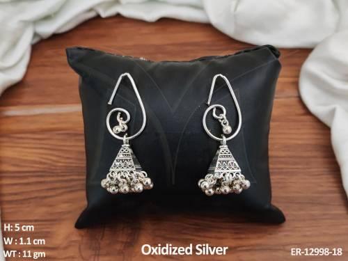 Oxidised Antique Style Party wear Beautiful Oxidised Silver Polish Earring