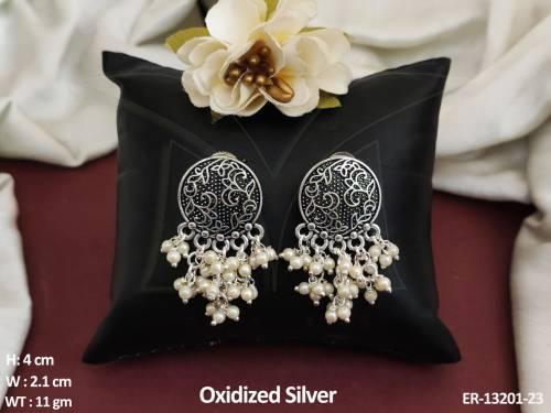 fancy-style-antique-style-clustered-pear-beautiful-oxidised-jewellery-oxidised-earring