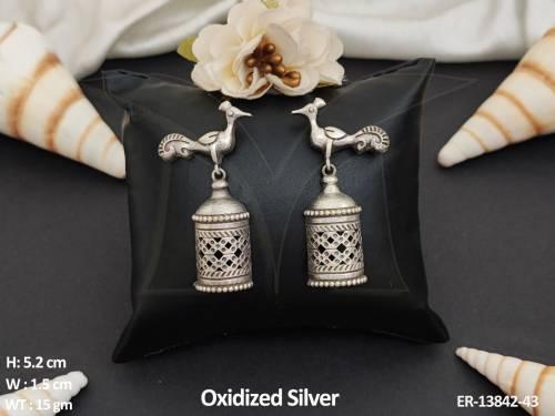 Designer Fancy Style Party wear Beautiful Oxidised Silver Polish Long Oxidised Earring