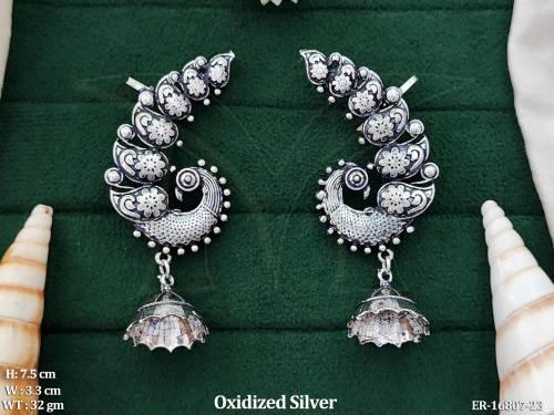 Beautiful Design Oxidized Silver Party Wear Earrings    
