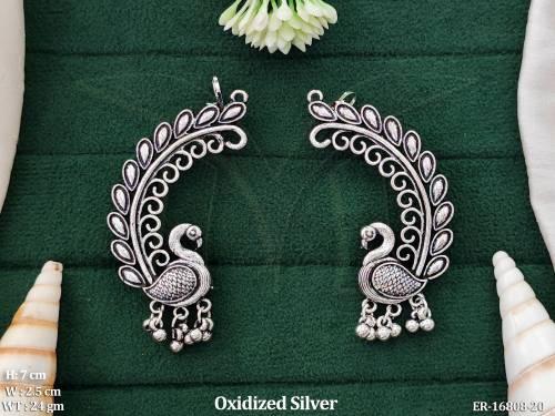 Beautiful Design Oxidized Silver Fancy Style Earrings    