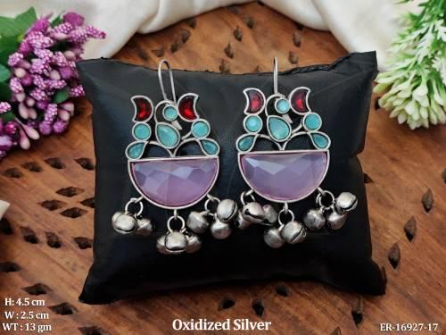 oxidized-silver-colorful-stone-earrings-for-women-