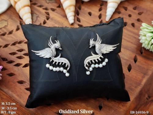 Beautiful  Oxidized Silver Fancy Design Earrings  
